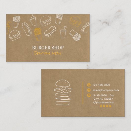 Burger Fast Food Visitekaartje (Voorkant / Achterkant)