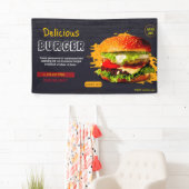 Burger fastfood barbecue Hamburger party schattig Spandoek (Insitu)