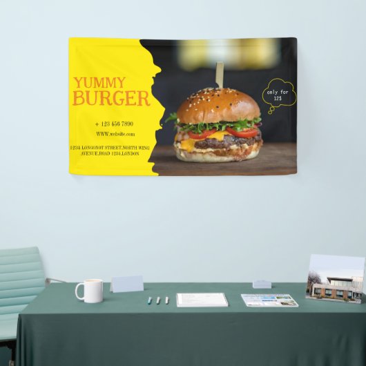 Burger fastfood barbecue Hamburger party schattig Spandoek (Beurs)