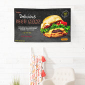 Burger fastfood menu barbecue Hamburger schattig Spandoek (Insitu)