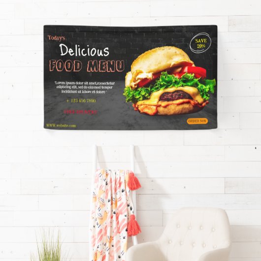 Burger fastfood menu barbecue Hamburger schattig Spandoek (Insitu)