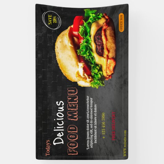 Burger fastfood menu barbecue Hamburger schattig Spandoek (Verticaal)