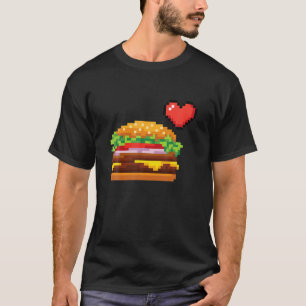Burger Fastfood Videogame Funny Gamers Pixeled D T-shirt
