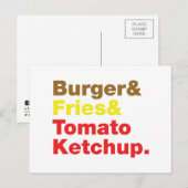 Burger & Fries & Tomato Ketchup. Briefkaart (Voorkant / Achterkant)