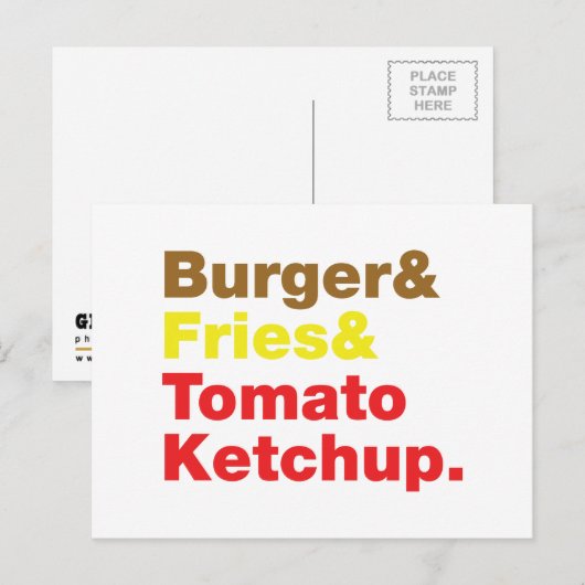 Burger & Fries & Tomato Ketchup. Briefkaart (Voorkant / Achterkant)