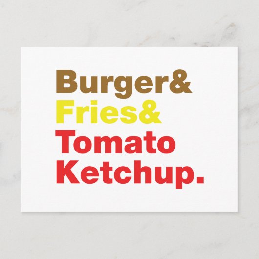 Burger & Fries & Tomato Ketchup. Briefkaart (Voorkant)