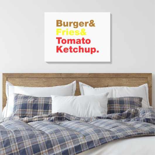 Burger & Fries & Tomato Ketchup. Canvas Afdruk (Insitu (Slaapkamer))