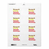 Burger & Fries & Tomato Ketchup. Etiket (Full Sheet)