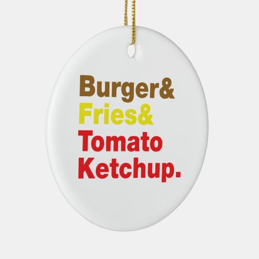 Burger & Fries & Tomato Ketchup. Keramisch Ornament (Rechts)
