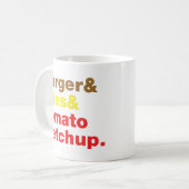 Burger & Fries & Tomato Ketchup. Koffiemok (Voorkant links)