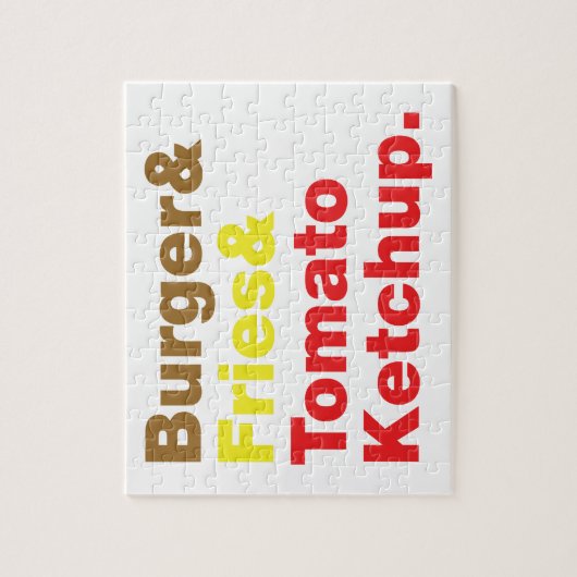 Burger & Fries & Tomato Ketchup. Legpuzzel (Verticaal)