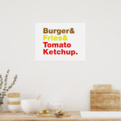 Burger & Fries & Tomato Ketchup. Poster (Keuken)