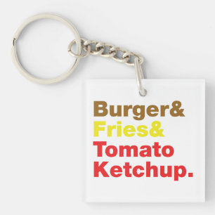 Burger & Fries & Tomato Ketchup. Sleutelhanger