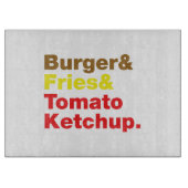 Burger & Fries & Tomato Ketchup. Snijplank (Voorkant)