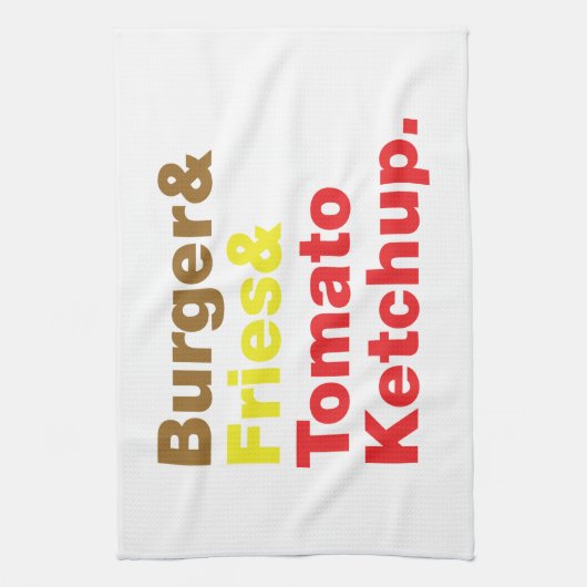 Burger & Fries & Tomato Ketchup. Theedoek (Verticaal)