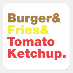 Burger & Fries & Tomato Ketchup. Vierkante Sticker