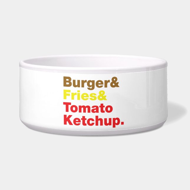 Burger & Fries & Tomato Ketchup. Voerbakje (Voorkant)