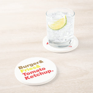 Burger & Fries & Tomato Ketchup. Zandsteen Onderzetter