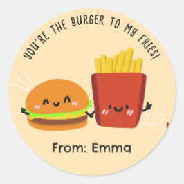 Burger Fries Valentijn Stickers - Schattigee Kinde