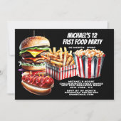 Burger friet hotdog carnaval fast food junk party kaart (Voorkant)