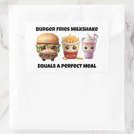 Burger friet milkshake chibi rechthoekige sticker (Tas)