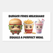 Burger friet milkshake chibi rechthoekige sticker (Voorkant)