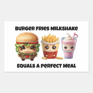 Burger friet milkshake chibi rechthoekige sticker
