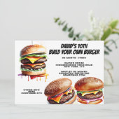 Burger frietjes bouw je eigen fastfoodfeestje kaart (Staand voorkant)