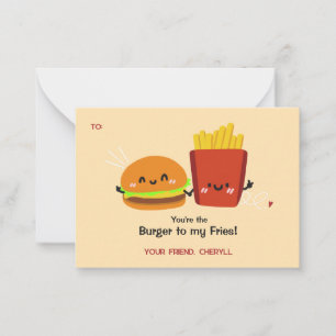 Burger & Frietjes Grappige Valentijnsdagkaart Notitiekaartje