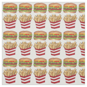 Burger Fry French Fries Fast Food Fabric Stof
