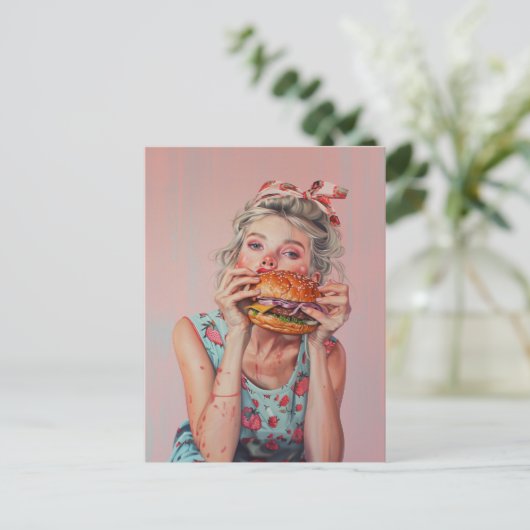 Burger Girl Briefkaart (Staand voorkant)