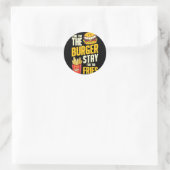 Burger hamburger bbq-vlees - cheeseburger ronde sticker (Tas)