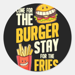 Burger hamburger bbq-vlees - cheeseburger ronde sticker