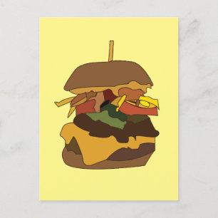 Burger Hamburger Burger Liefde Illustratie Briefkaart