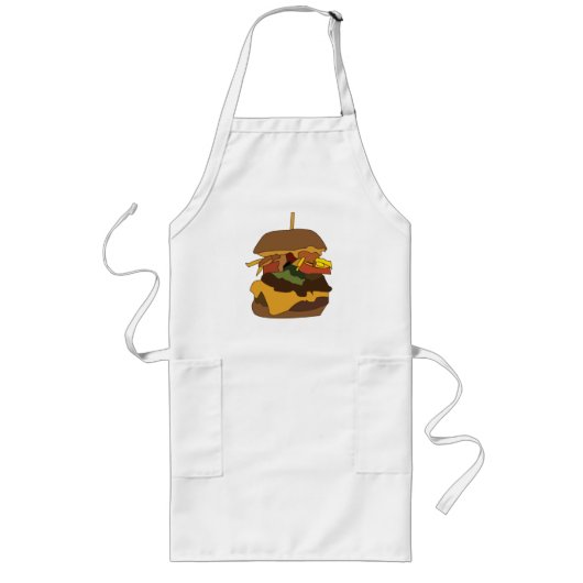 Burger Hamburger Burger Love Illustration Lang Schort (Voorkant)