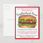 Burger Hamburger Cheeseburger Picnic Cookout Party Uitnodiging Briefkaart (Voorkant / Achterkant)