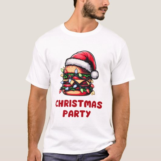 Burger Hamburger Christmas Pet Xmas T-shirt (Voorkant)