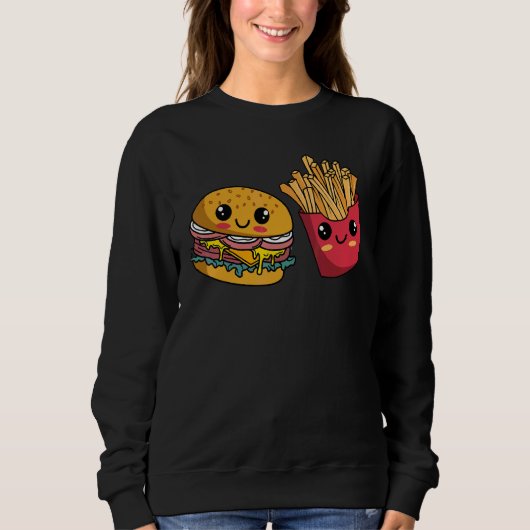 Burger Hamburger French Fries Fast Food Trui (Voorkant)