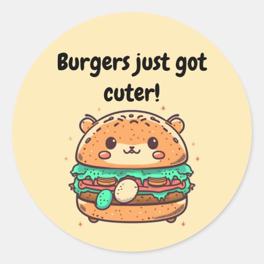 Burger Hamster - Burgers hebben net Cuter. Ronde Sticker (Voorkant)
