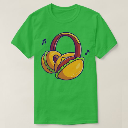 Burger Headphone Cartoon1 T-shirt (Design voorkant)