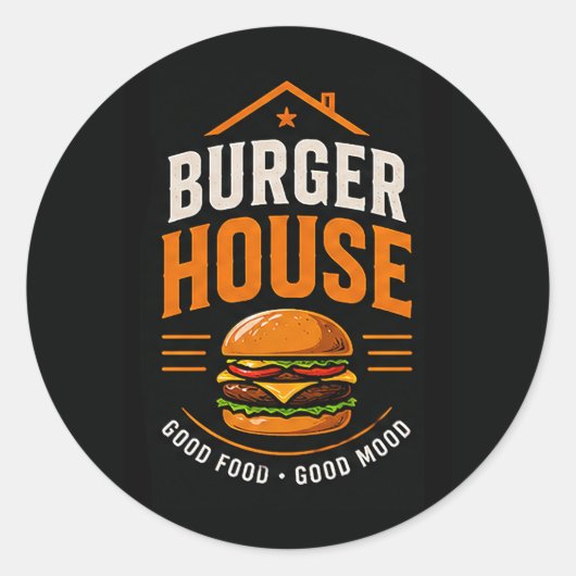 🍔 Burger House Grill Restaurant Personeel 🍟 Ronde Sticker (Voorkant)