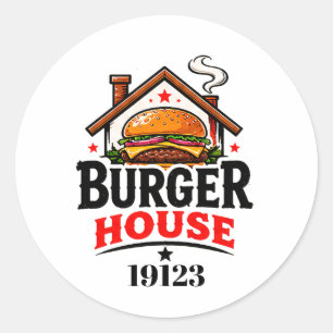 👨‍🍳 Burger House Restaurant Keuken Personeel Tea Ronde Sticker