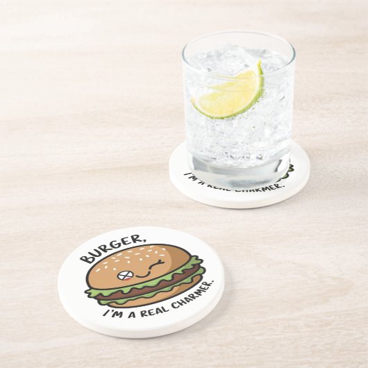 Burger, ik ben een echte charmeur zandsteen onderzetter (Zijkant)