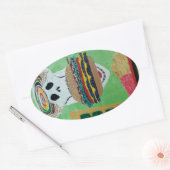 Burger in frieten in paradijs ovale sticker (Envelop)