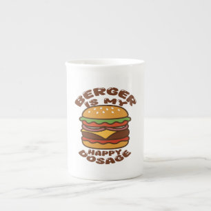 Burger is mijn gelukkige dosering quote porselein kop