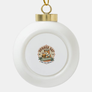 Burger Kat Mascotte Kat Fast Food Mascotte Kat Vin Keramische Bal Ornament