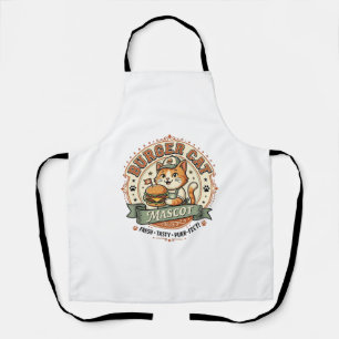 Burger Kat Mascotte Kat Fast Food Mascotte Kat Vin Schort