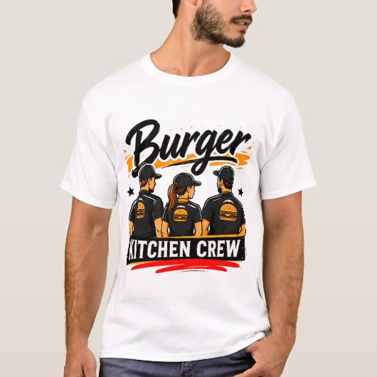 🍔 Burger Keuken Bemanning Restaurant Personeel 👨 T-shirt (Voorkant)