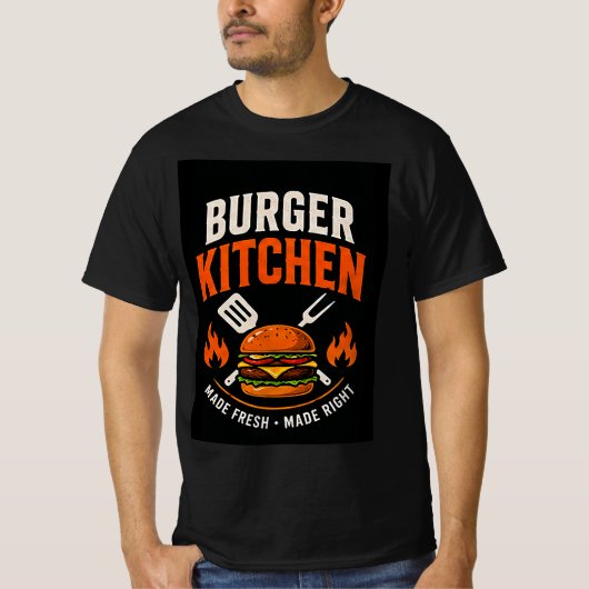 🍔 Burger Keuken Grill Restaurant Personeel 🍟 T-shirt (Voorkant)