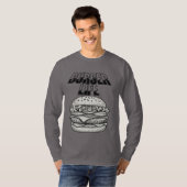 Burger Life T-shirt – Retro Line Art Cheeseburger (Voorkant volledig)